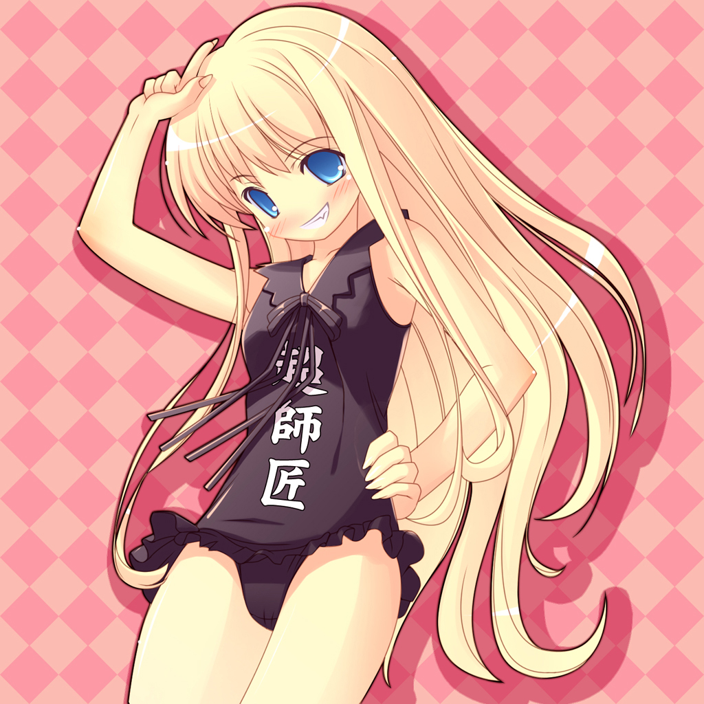 1girl, al_azif_(artist), aru_(abyssinia), evangeline_a_k_mcdowell, mahou_sensei_negima!, one-piece_swimsuit, solo, swimsuit
