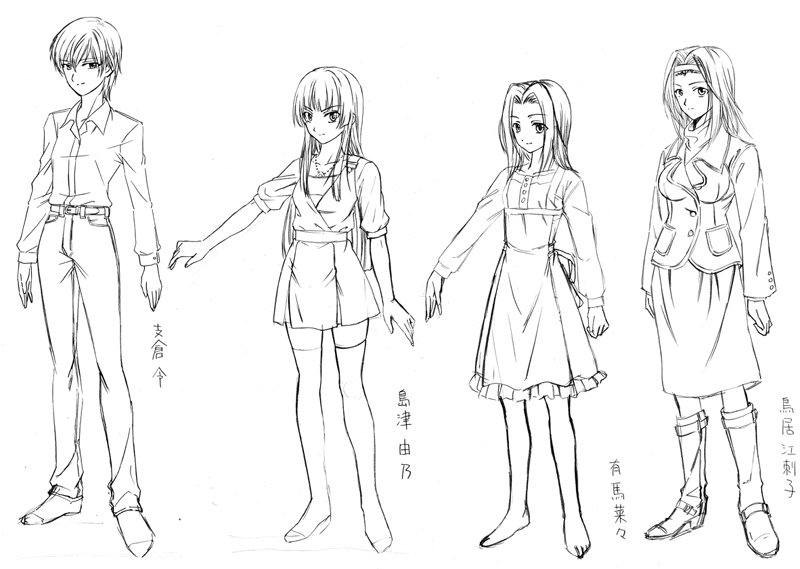 00s, 4girls, arima_nana, hasekura_rei, maria-sama_ga_miteru, monochrome, multiple_girls, sandgarden
