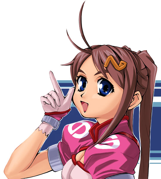 00s, 1girl, blue_eyes, choujuushin_gravion, gravion, gusuku_luna, gusuku_runa, hair_ornament, hairclip, solo, takahashi_ren