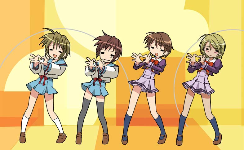 4boys, coco_(precure_5), coco_(yes!_precure_5), crossdressinging, crossover, koizumi_itsuki, kokoda_kouji, kyon