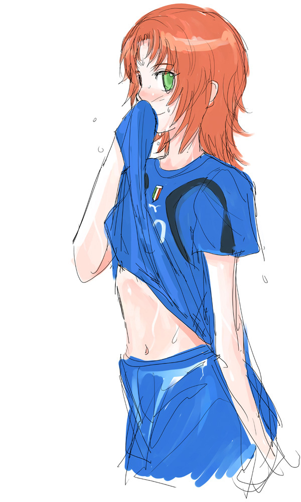 00s, 1girl, 2006_fifa_world_cup, aida_yuu, clothes_writing, green_eyes, gunslinger_girl, italy