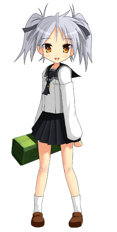 1girl, alice_soft, daiakuji, hair_ribbon, multishot_rocket_launcher, orange_eyes, patorishia, patricia_(stylish_marunage)