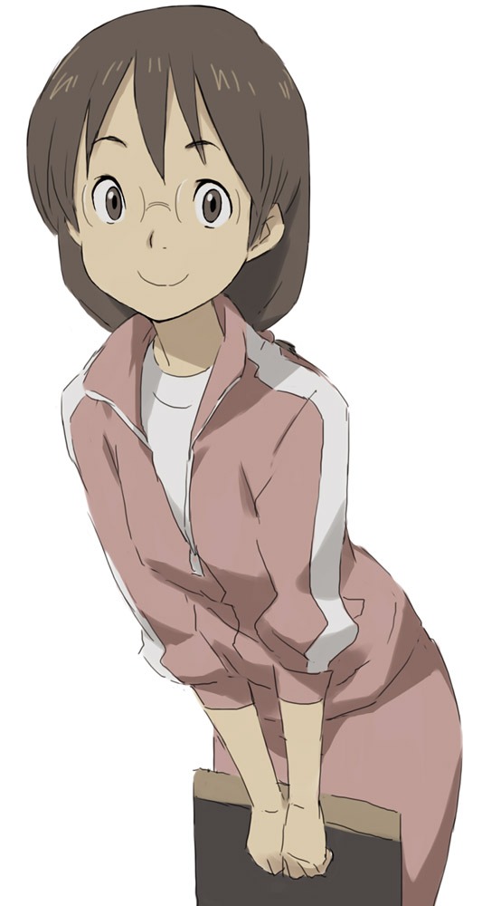 brown_hair, dennou_coil, glasses, kawata_hisashi, maiko-sensei, short_hair, sleeves_pushed_up, smile