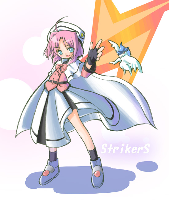 1girl, ahoge, aqua_eyes, belt, beret, boots, bow, cape