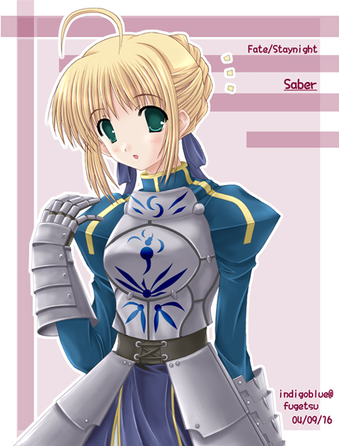1girl, aikawa_fuugetsu, armor, fate/stay_night, fate_(series), saber, solo