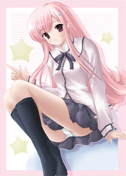 aikawa_fuugetsu, footwear, kneehighs, lucy_maria_misora, panties, school_uniform, serafuku, socks