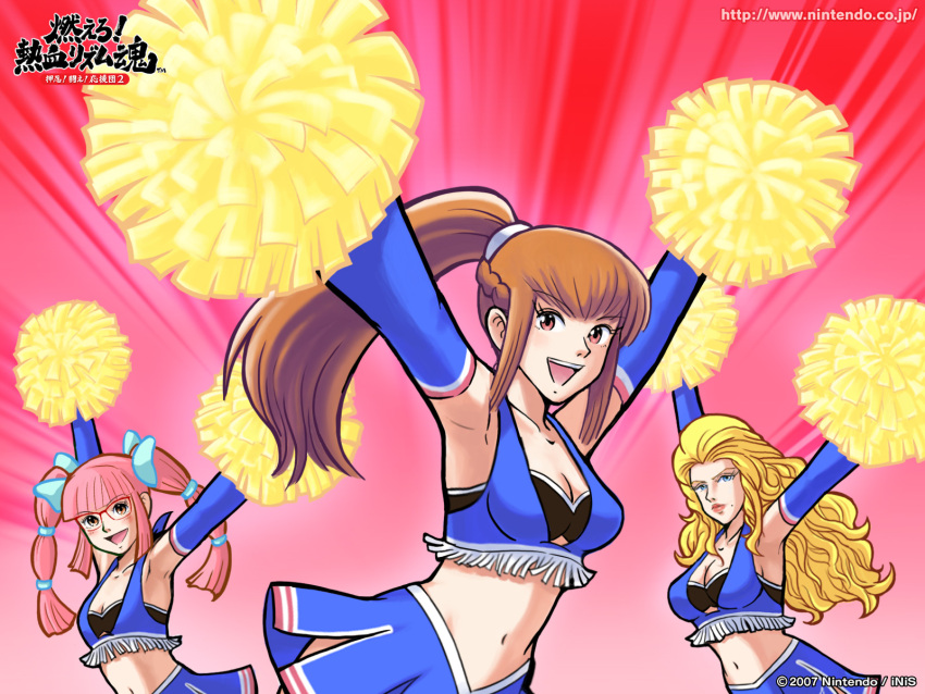 3girls, amemiya_sayaka, anna_lindhurst, armpits, blonde_hair, bra, breasts, brown_hair