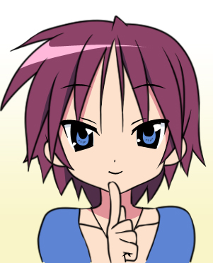1girl, blue_eyes, hiiragi_inori, lowres, lucky_star, purple_hair, solo