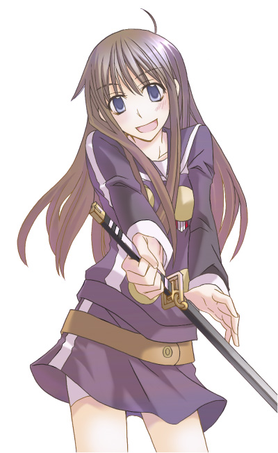 1girl, female, hayate_x_blade, kuga_jun, looking_at_viewer, muraya_yoshihisa, solo, sword