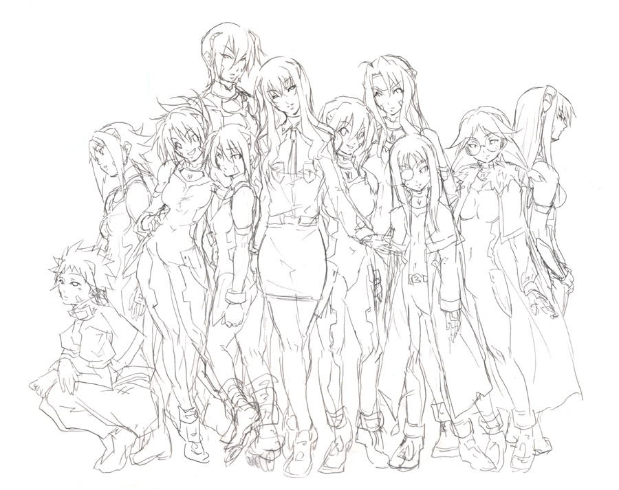 6+girls, artist_request, cinque_(nanoha), deed_(nanoha), dieci_(nanoha), eyepatch, glasses, lyrical_nanoha