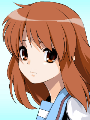 1girl, asahina_mikuru, brown_eyes, brown_hair, closed_mouth, light_smile, long_hair, lowres