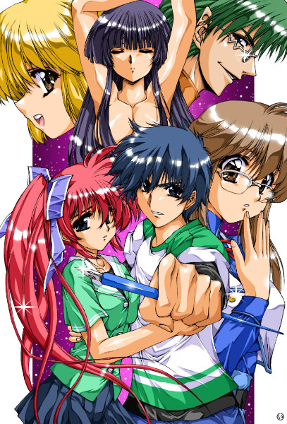 00s, 2boys, 4girls, comic_party, glasses, hasebe_aya, kuhonbutsu_taishi, makimura_minami