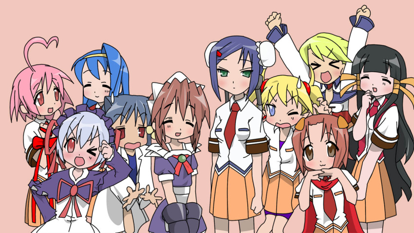 >_<, 6+girls, :d, ;d, ^_^, ahoge, aino_heart, android