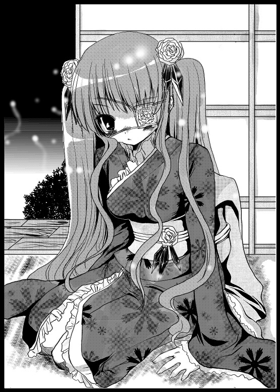 00s, 1girl, barasuishou, eyepatch, japanese_clothes, kimono, niwaka_yuan, rozen_maiden