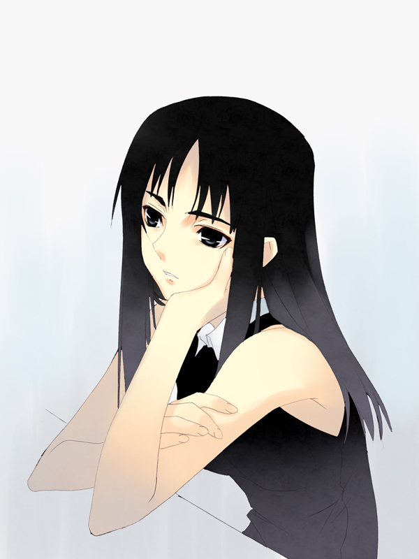 1girl, armpits, black_hair, blue_eyes, kashiwa_hitomi, long_hair, murakami_suigun, nhk_ni_youkoso!