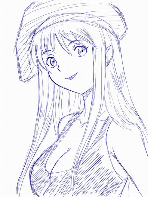 00s, 1girl, beret, breasts, cleavage, gear_fighter_dendou, gear_senshi_dendou, hat