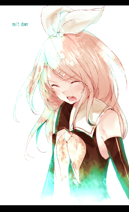 kagamine_rin, kagamine_rin_(meltdown), meltdown_(vocaloid), roshin_yuukai_(vocaloid), sailor_dress, tears, tetsuo, vocaloid
