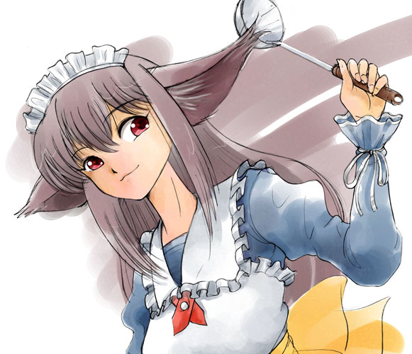 1girl, animal_ears, da_capo, da_capo_i, gofu, grey_hair, ladle, long_hair