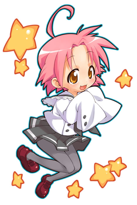 1girl, ahoge, brown_eyes, kogami_akira, lucky_star, myuracchi_(ayashii_hon'ya), myuratch, oversized_clothes