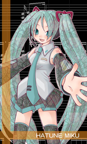 1girl, aqua_hair, aqua_necktie, character_name, gotou_hayako, hatsune_miku, long_hair, necktie
