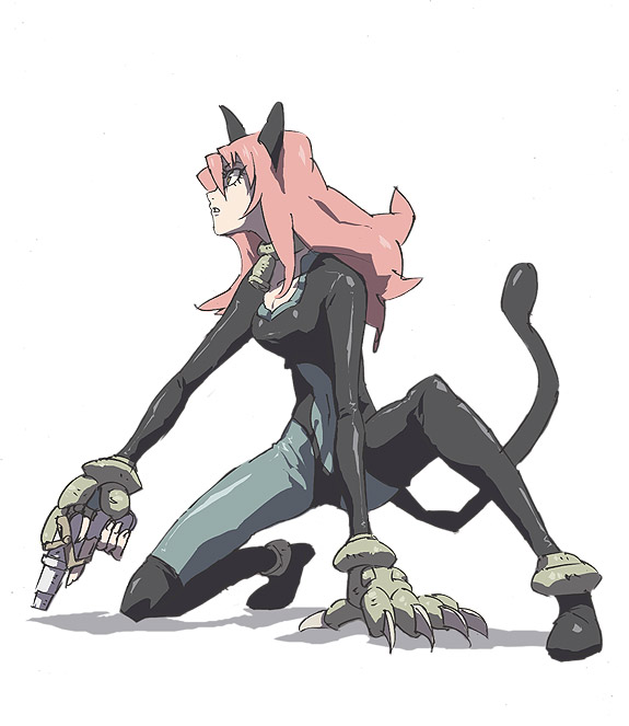 1girl, animal_ears, blackalpha, cat_ears, cat_tail, gun, original, solo