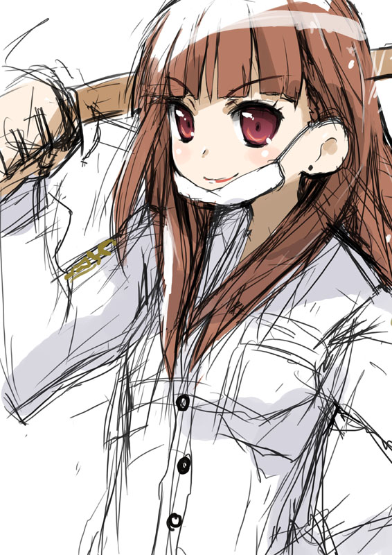 1girl, banchou, bangs, bokken, bousouzoku, brown_hair, clothes_writing, delinquent