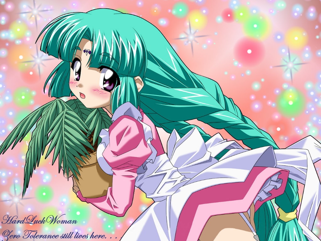 90s, braid, canal_vorfeed, green_hair, lost_universe, maid, sugimura_tomokazu, thigh-highs