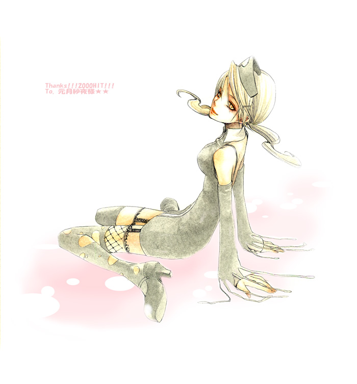 bare_shoulders, blonde_hair, d.gray-man, detached_sleeves, eliade, garters, twintails