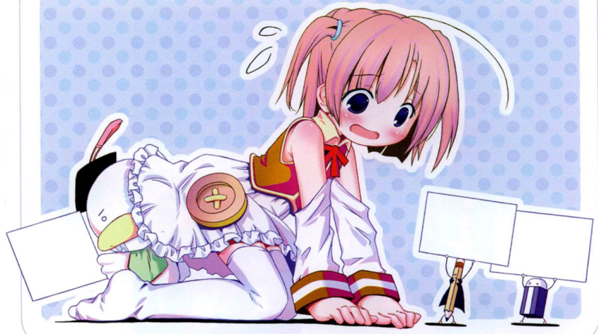 ah-kun, all_fours, blush, buttons, detached_sleeves, large_buttons, moetan, nijihara_ink
