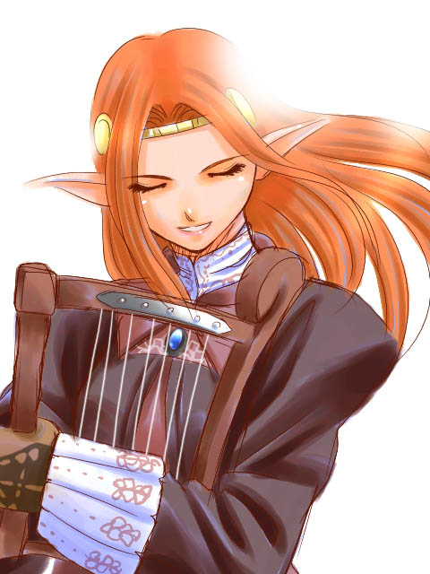 1girl, elf, elvaan, final_fantasy, final_fantasy_xi, harp, instrument, pointy_ears