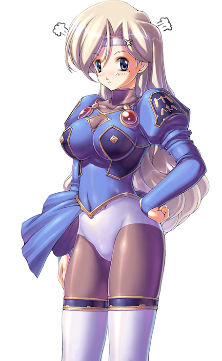 1girl, anger_vein, armor, bodysuit, breasts, langrisser, langrisser_iii, liffany
