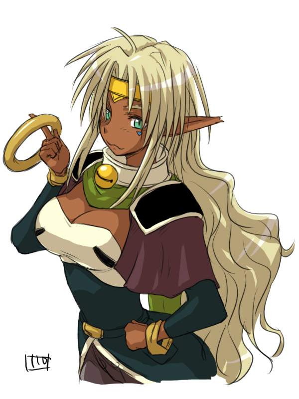 1girl, 90s, :3, aisha_clanclan, alternate_hairstyle, aqua_eyes, bell, bell_collar