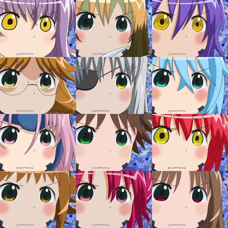 cinque_(nanoha), deed_(nanoha), dieci_(nanoha), due_(nanoha), eyepatch, glasses, gununu, lyrical_nanoha