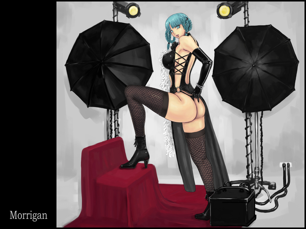 1girl, ark, ark_(morita_hitomi), ass, black_legwear, breasts, character_name, cosplay