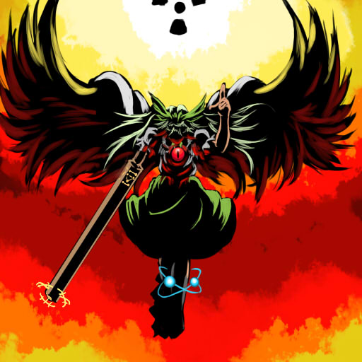 black_hair, black_wings, koppa_(pixiv), long_hair, reiuji_utsuho, touhou, wings