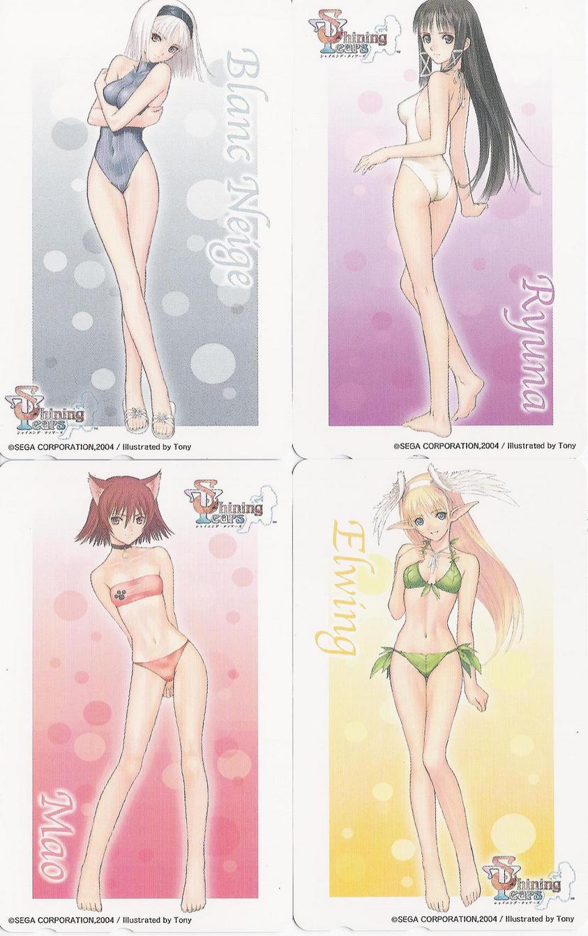4girls, albino, animal_ears, arms_behind_back, ass, back, bandeau, bangs