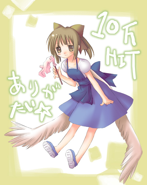 1girl, brown_eyes, brown_hair, dobato, dress, hits, original, ribbon