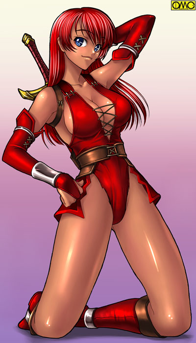 1girl, arm_up, armor, armpits, asura_fantasy_online, bangs, belt, blue_eyes
