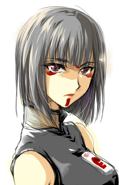beatmania_iidx, flieger, grey_hair, lilith_(beatmania_iidx), purple_eyes, short_hair, violet_eyes