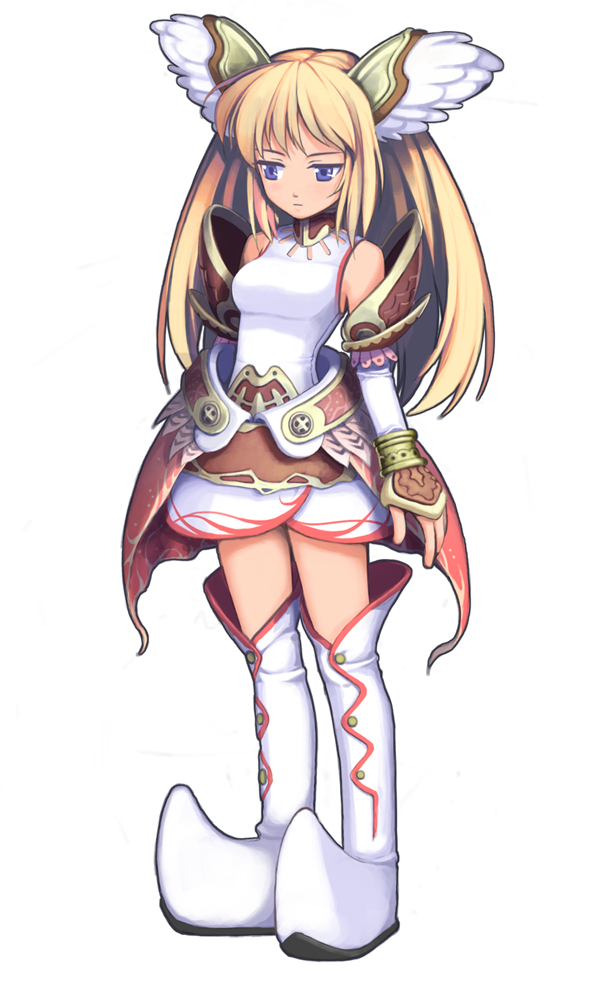 1girl, blonde_hair, boots, kurokurokuro, long_hair, original, pointy_shoes, shoes