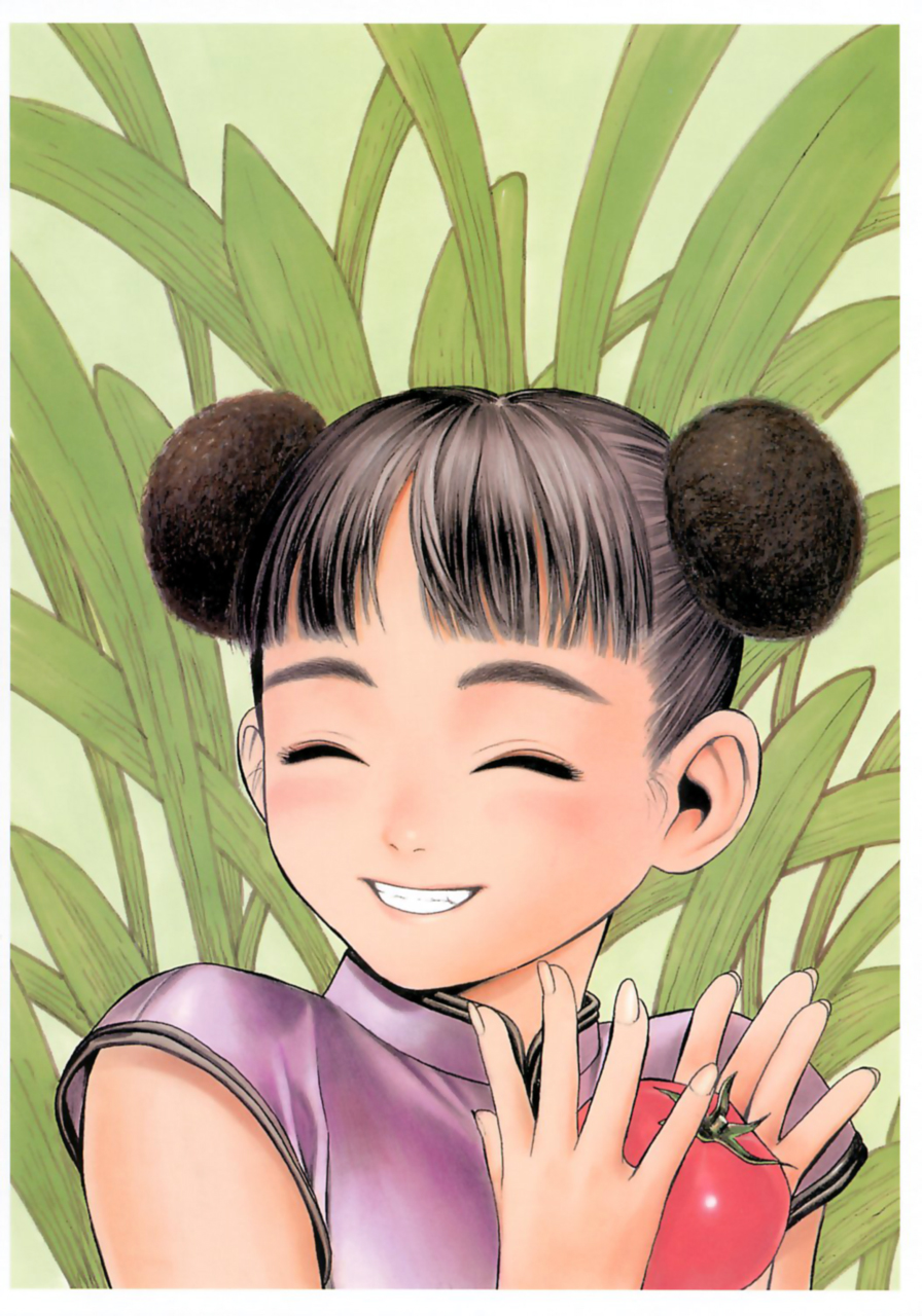 black_hair, food, highres, like_a_balance_life, murata_renji, smile, tomato