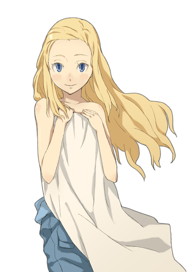 blue_eyes, blush, covering, houru, long_hair, simple_background, smile, solo