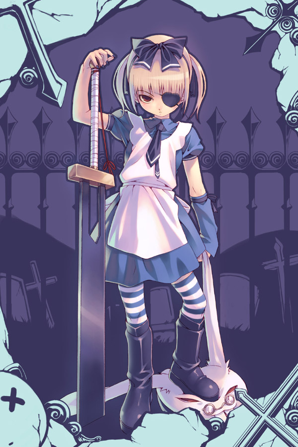 1girl, alice_(wonderland), alice_(wonderland)_(cosplay), alice_in_wonderland, apron, blonde_hair, boots, bow