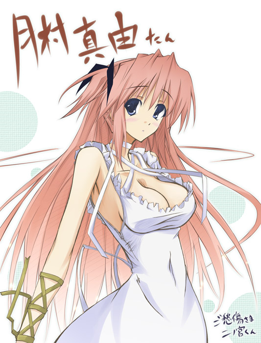 1girl, breasts, cleavage, goshuushou-sama_ninomiya-kun, large_breasts, long_hair, nt50, pink_hair