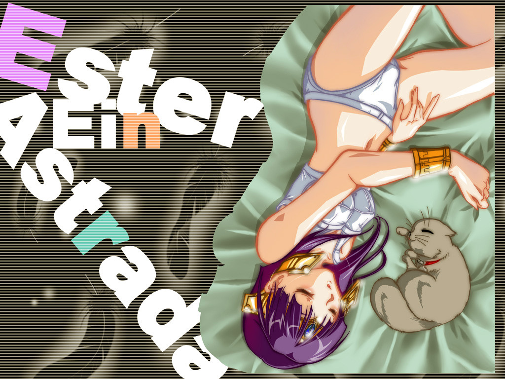 00s, 1girl, bob_cut, bra, bracelet, cat, closed_eyes, ester_ein_astrada
