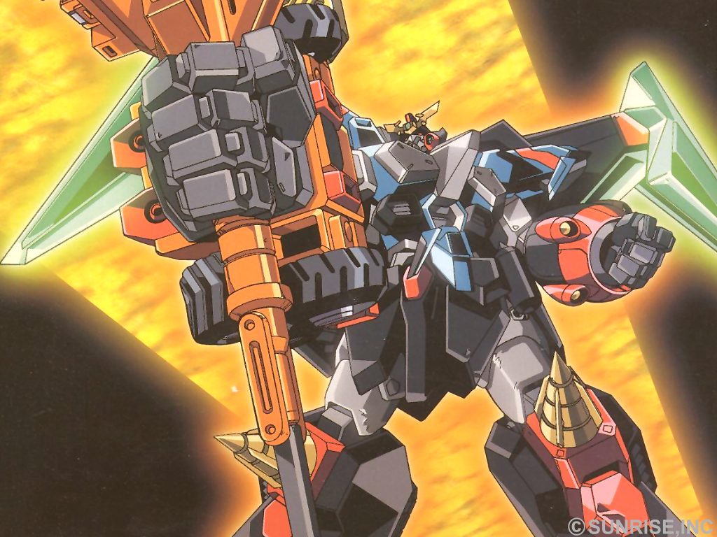 foreshortening, gaofighgar, goldion_hammer, mecha, no_humans, super_robot, yuusha_ou_gaogaigar, yuusha_ou_gaogaigar_final