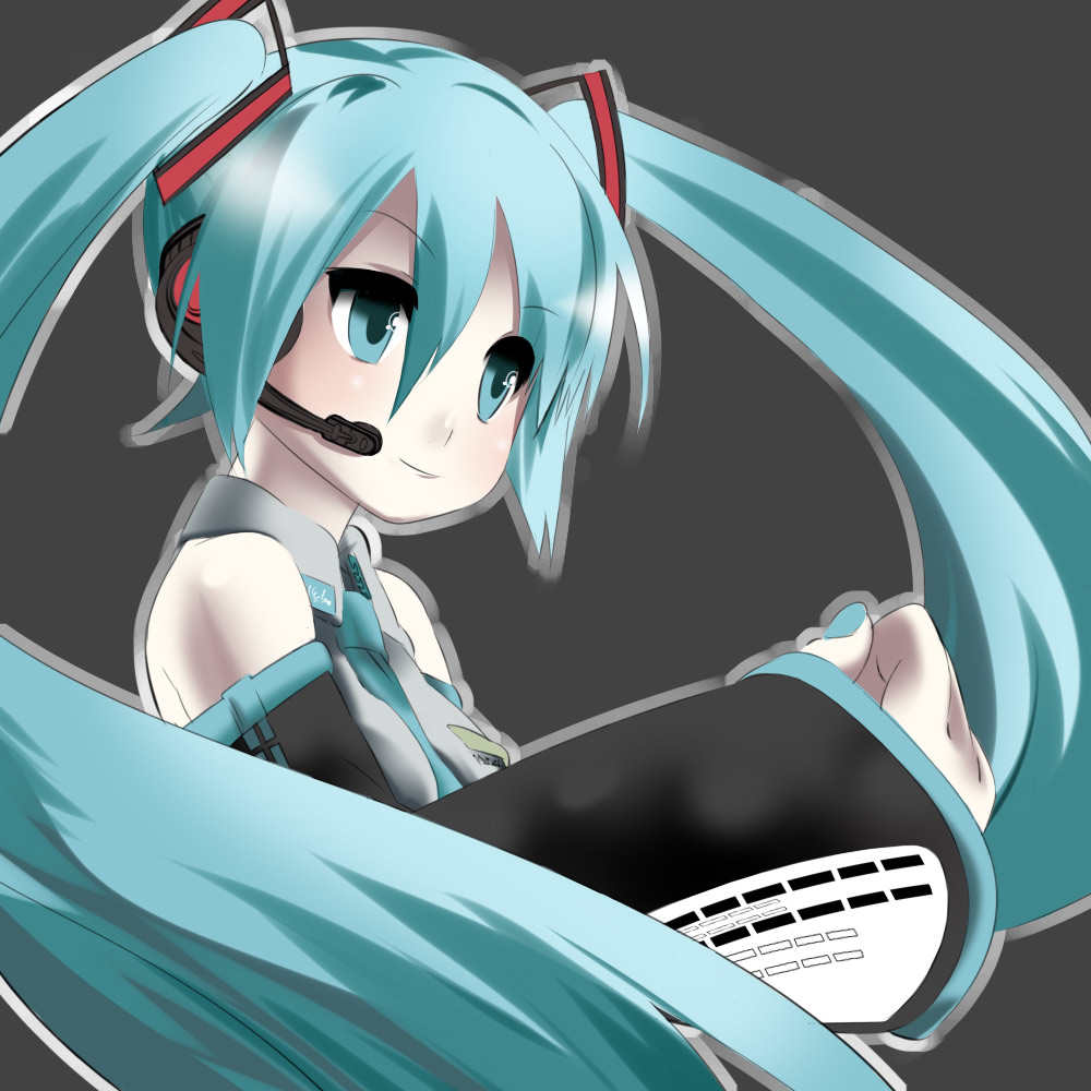 1girl, aqua_hair, hatsune_miku, kokono, solo, twintails, vocaloid