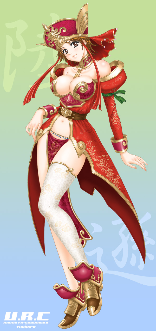 1girl, genderswap, highres, long_legs, lu_xun, momoya_show-neko, rikuson-chan, shin_sangoku_musou, solo, standing