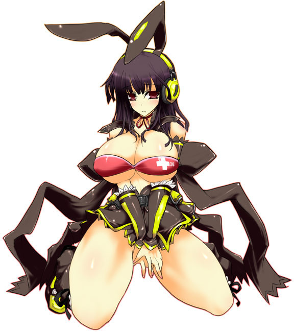 ahou_miya, animal_ears, beatmania, beatmania_iidx, bemani, black_hair, blush, breasts