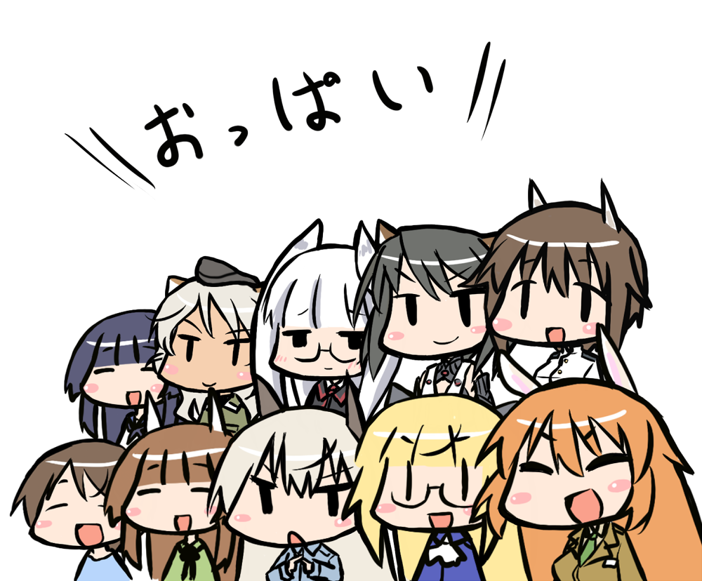 bad_id, charlotte_e_yeager, chibi, chris_barkhorn, christiane_barkhorn, eila_ilmatar_juutilainen, giuseppina_ciuinni, goshiki_suwa